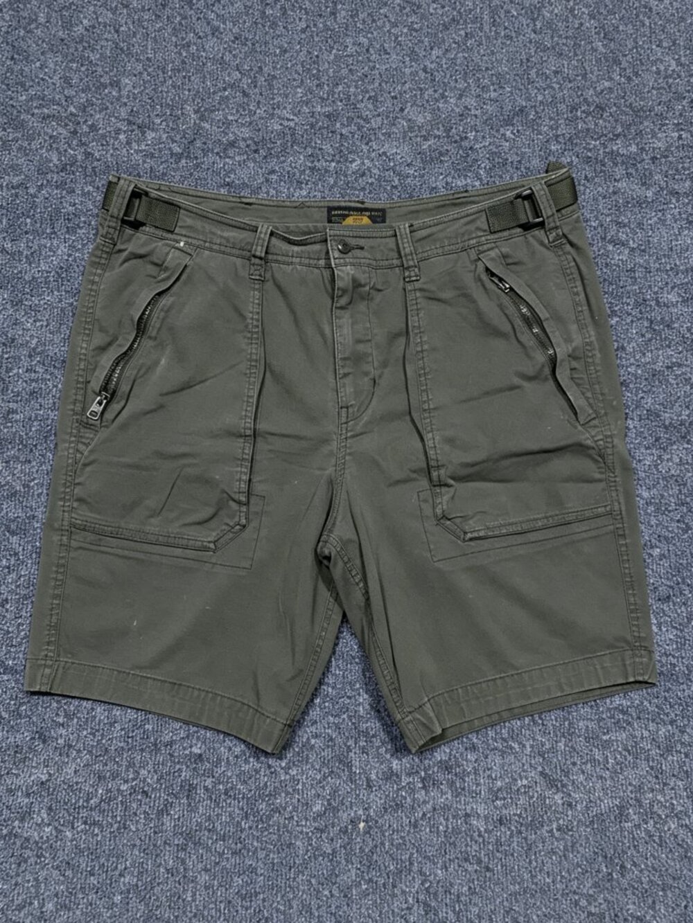 Abercrombie & Fitch Shorts Mens 36 Green Cargo Adjustable Waist Utility Casual